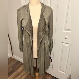 Knox Rose Olive Hooded Trench Coat Sz XS